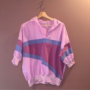 Colorful Pink and Purple Block Women's Top Size Small